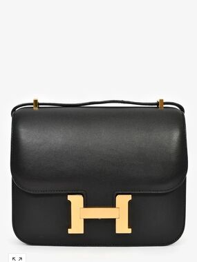 Hermes Authentic Leather Shoulder Bag with Gold Hardware Mini